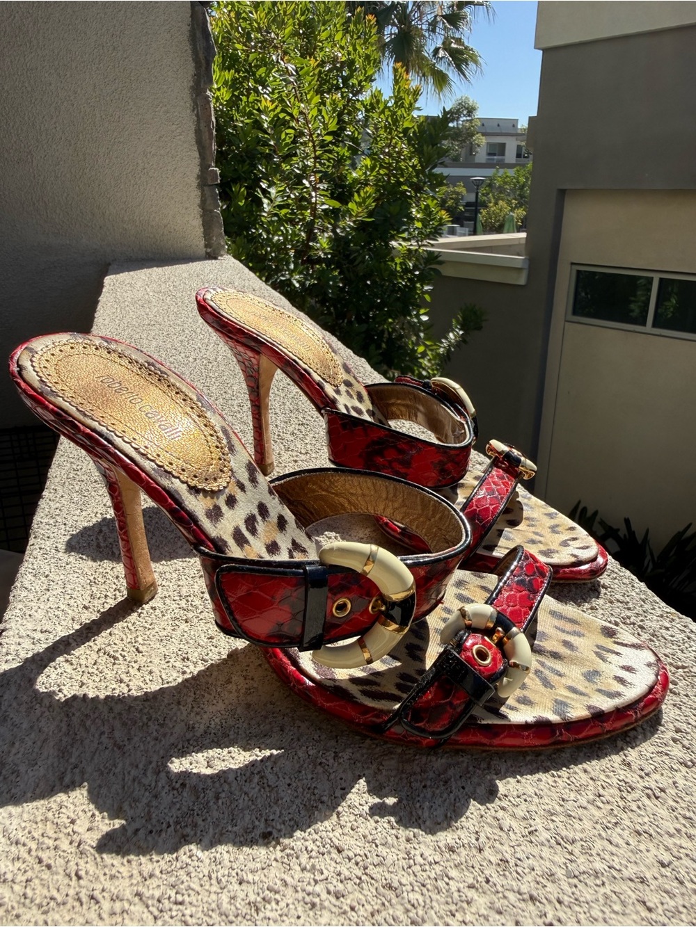 Roberto Cavalli vintage snakeskin mules